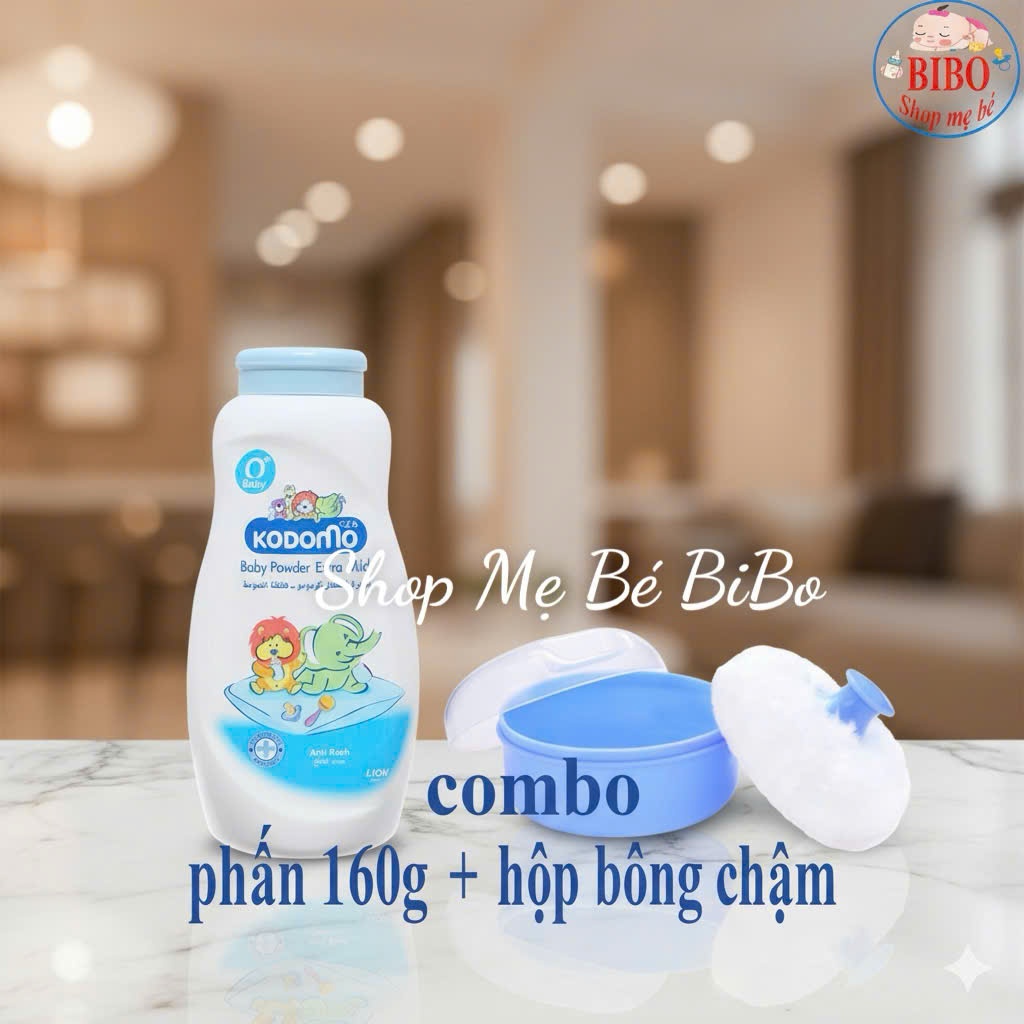 Bông Dặm Phấn /Hộp Đựng Phấn Kèm Phấn Rôm Thái Thơm Cho bé tiện lợi
