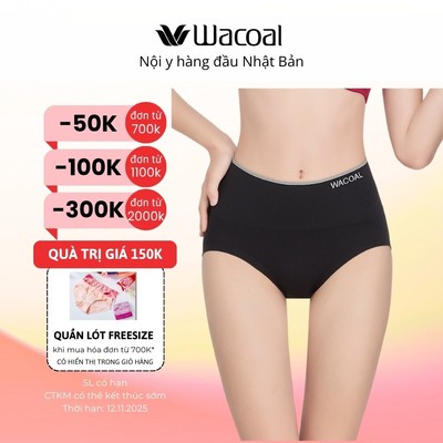 Quần lót nữ Wacoal IWU4998 Smooth Cool Mát mịn & bền form lưng cao ngang rốn, bản to, viền mỏng thun pha cotton - WU4998