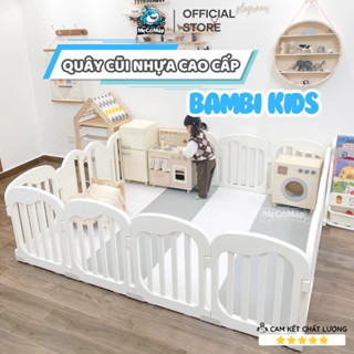 Quây Cũi Nhựa Bambi Cao Cấp TẶNG 100 BÓNG + THẢM DÀY, Quây Nhựa Cố Định Cao 65cm Bảo hành Trọn Đời