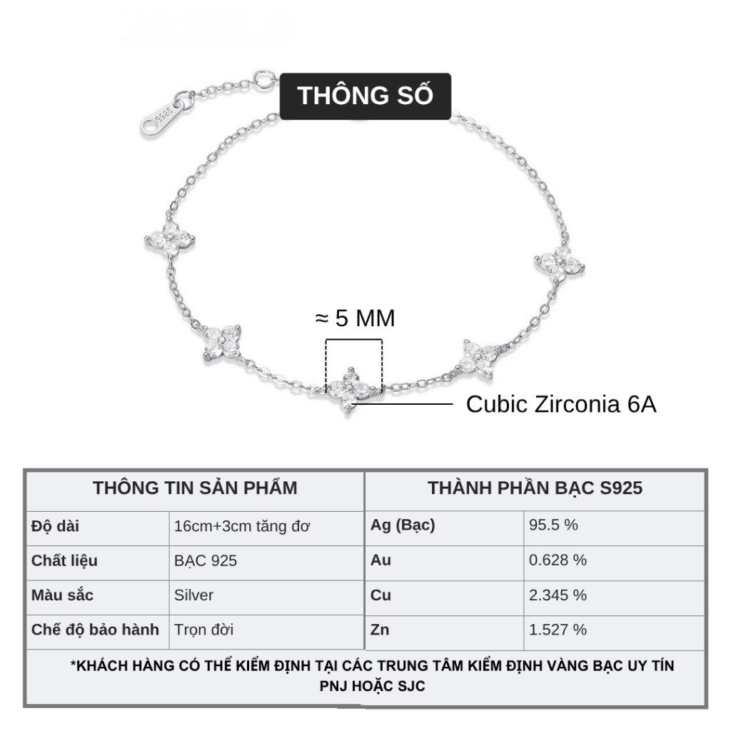 [BẢO HÀNH TRỌN ĐỜI] Lắc Tay Bạc 925 HANADA Cỏ Bốn Lá Mini , Vòng Tay Đính Đá Đơn Giản Mang hằng ngày Nam Nữ 2688 | BigBuy360 - bigbuy360.vn