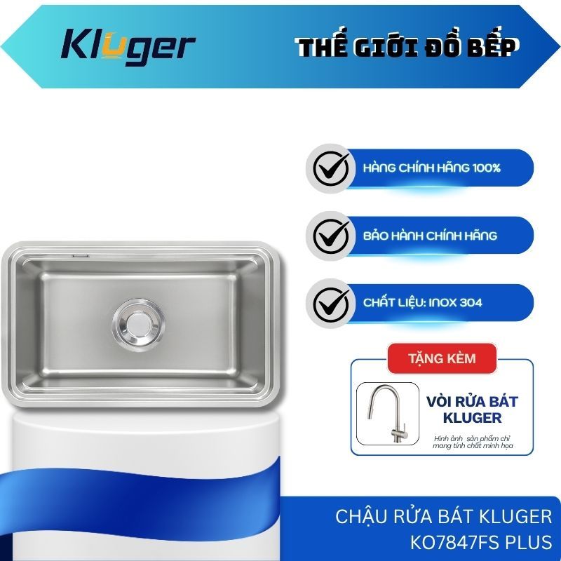 Chậu Rửa Bát Kluger KO7847FS Plus – Thiết Kế 2 Hố 1 Bàn, Tiện Lợi Cho Gia Đình & Nhà Bếp – TGB