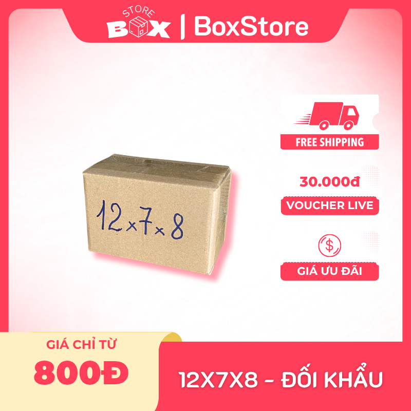 Combo 100 Hộp Carton Đối Khẩu Size 12x7x8 Hộp Chống Móp Vận Chuyển An Toàn Giá Tại Xưởng BoxStore