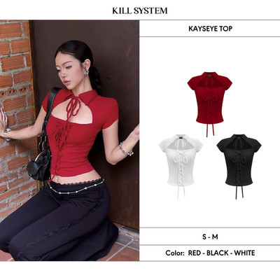 Áo kiểu khoét ngực thắt nơ ôm body tôn dáng KATSEYE - 𝐊𝐈𝐋𝐋 𝐒𝐘𝐒𝐓𝐄𝐌