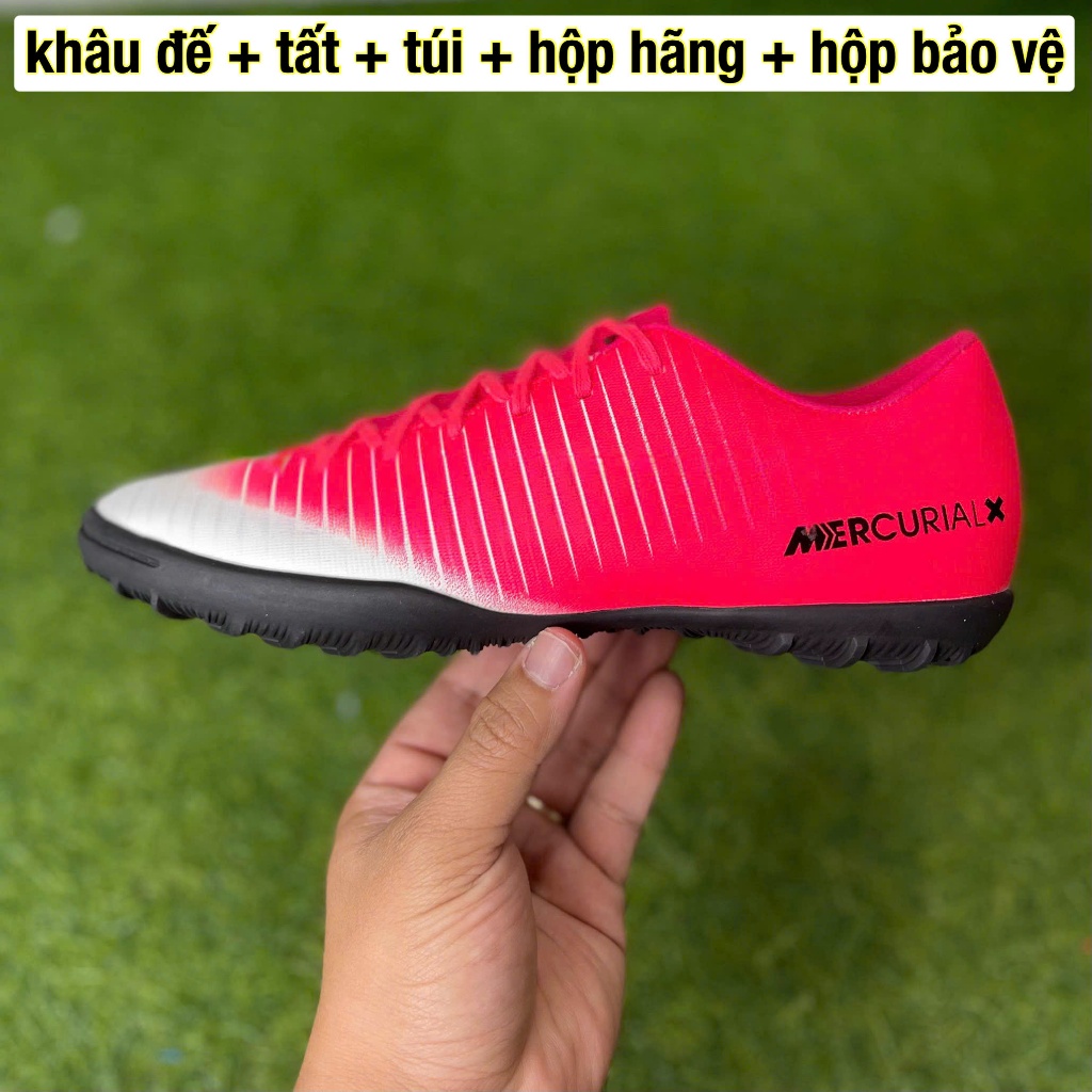 giày đá bóng mơ vic 6 tf ( khâu đế +túi +  tất + hộp )