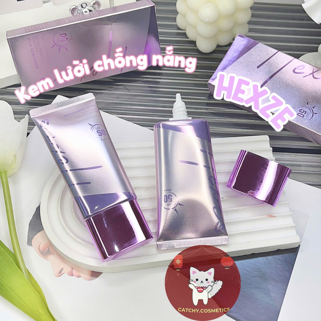 [HEXZE] Kem Lười Chống Nắng Nâng Tone Hexze Vỏ Tím, SPF 50 PA+++ Dạng Tuýp Dưỡng Ẩm, 50g