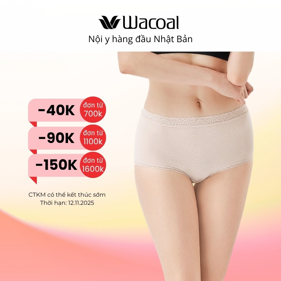 Quần lót nữ Wacoal IEC3230 Cotton Blend Êm bền cao cấp pha kiểu boy short, lưng cao dưới rốn - EC323