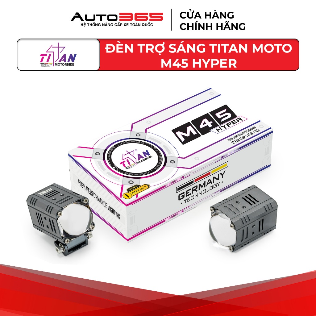 Đèn Trợ Sáng Ô Tô Xe Máy Titan Moto M45 Hyper - Siêu sáng, ánh sáng gom xa, chính hãng - Auto365 Sto