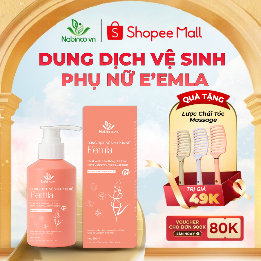 Dung Dịch Vệ Sinh Phụ Nữ E’EMLA 150ml, Thảo Dược Tự Nhiên, Làm Sạch Dịu Nhẹ, Cân Bằng pH, Ngăn Mùi