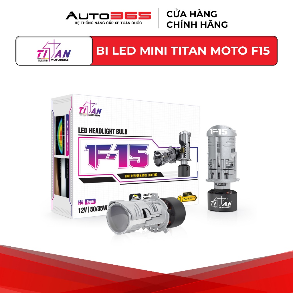 Bi LED mini Titan Moto F15 - Bóng LED H4 - Tăng sáng ô tô xe máy lắp zin nhanh chóng - Auto365 Store