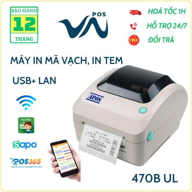 Máy in tem mã vạch, trà sữa, vận đơn Xprinter TD 401, 350B, 470B USB LAN , In từ điện thoại và MT