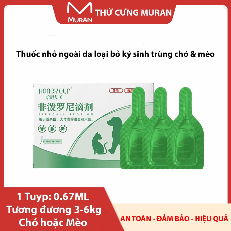 1 Hộp 3 Tuyp loại bỏ bọ chét và chấy rận ( Chó & Mèo ) Honey & Love Cat & Dog Universal Non-Polonis 0,67ml*/1 tuyp