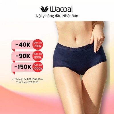 Quần lót nữ Wacoal IEC3200 - EC3200 Cotton Blend Êm bền cao cấp boy short, lưng cao ngang rốn, quần cotton