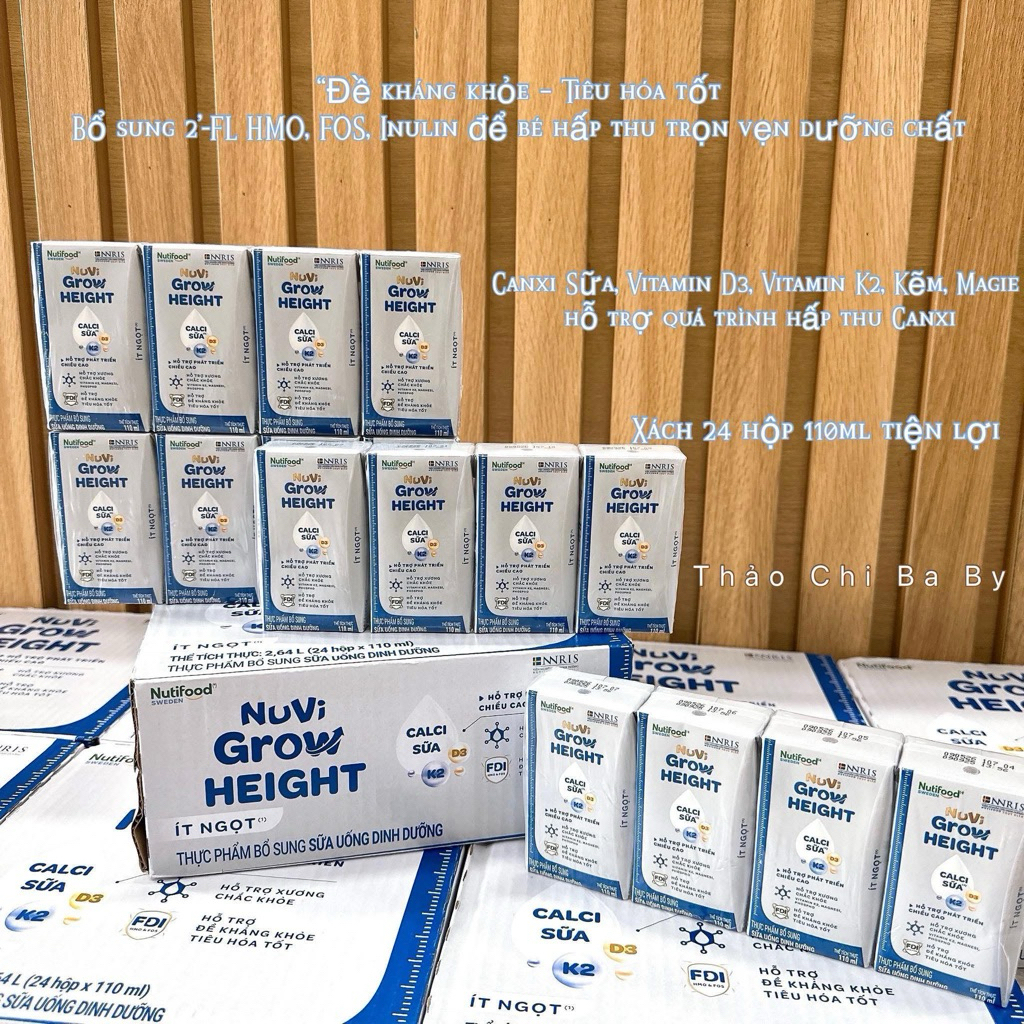 Thùng 24 hộp SBPS Nuvi Grow Height 1+ hỗ trợ phát triển chiều cao hộp 110ml
