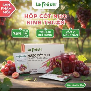 Hộp Nước Cốt Nho Lafresh 10 Gói - 75% trái cây thật, pha chế nhanh tại nhà