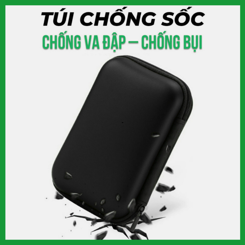 Túi Đựng Ổ Cứng Di Động 2.5 Inch Chống Va Đập – Chống Thấm Nước – Màu Đen Thời Trang