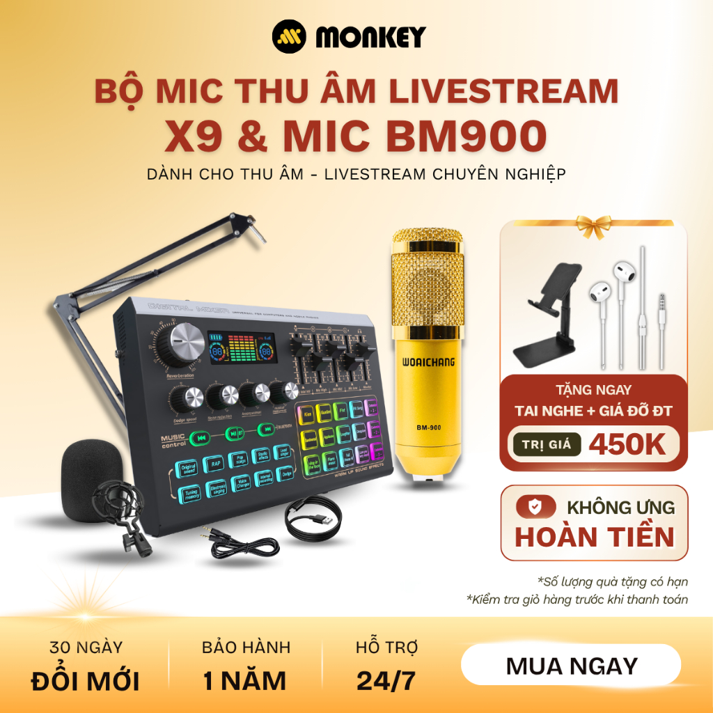Bộ Combo Mic Thu Âm Hát Livestream Sound Card X9 & Mic BM900 Thu Âm Karaoke, Chống Ồn Dành Cho Điện Thoại | BigBuy360 - bigbuy360.vn
