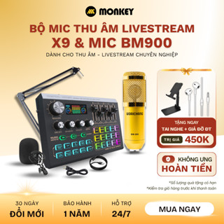  Bộ Combo Mic Thu Âm Hát Livestream Sound Card  K300,X9 & Mic BM900 Thu Âm Karaoke Chống Ồn Dành Cho Điện Thoại 
