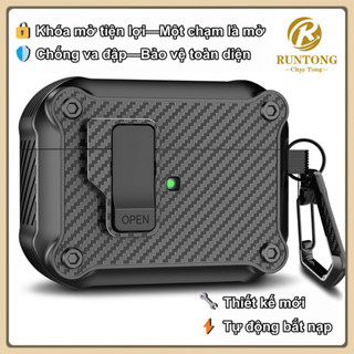  Ốp bảo vệ AirPods 4 3 2 1 Pro Pro2 Pro3 2025  vỏ carbon tự bật   phù hợp tai nghe Apple  thiết kế cứng cáp  mới nhất 