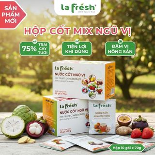 Hộp Nước Cốt Mix Ngũ Trái Cây LaFresh Đà Lạt 10 Gói  – 75% Trái Cây Thật, Pha Chế Dễ Dàng