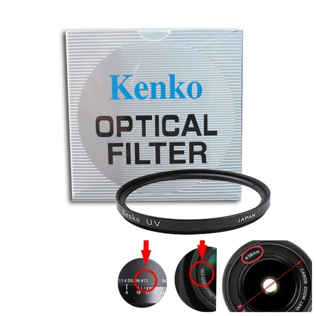 Kính lọc UV Filter Kenko UV cho lens ống kính máy ảnh có phi 25mm 27mm 30mm 37mm 43mm 46mm 49mm 52mm