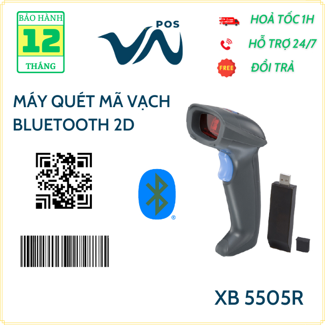 Máy quét mã vạch không dây XB 5055R, Súng scan mã Barcode 1D dành cho chủ shop shiper và quản lý kho