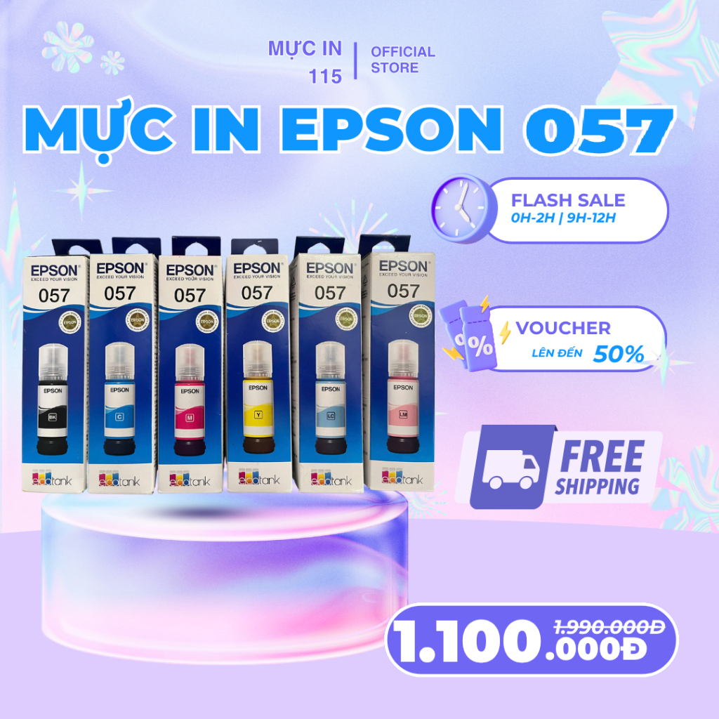 Mực chính hãng Epson 057 Đen, Xanh, Đỏ, Vàng – Cho máy L8050/ L18050