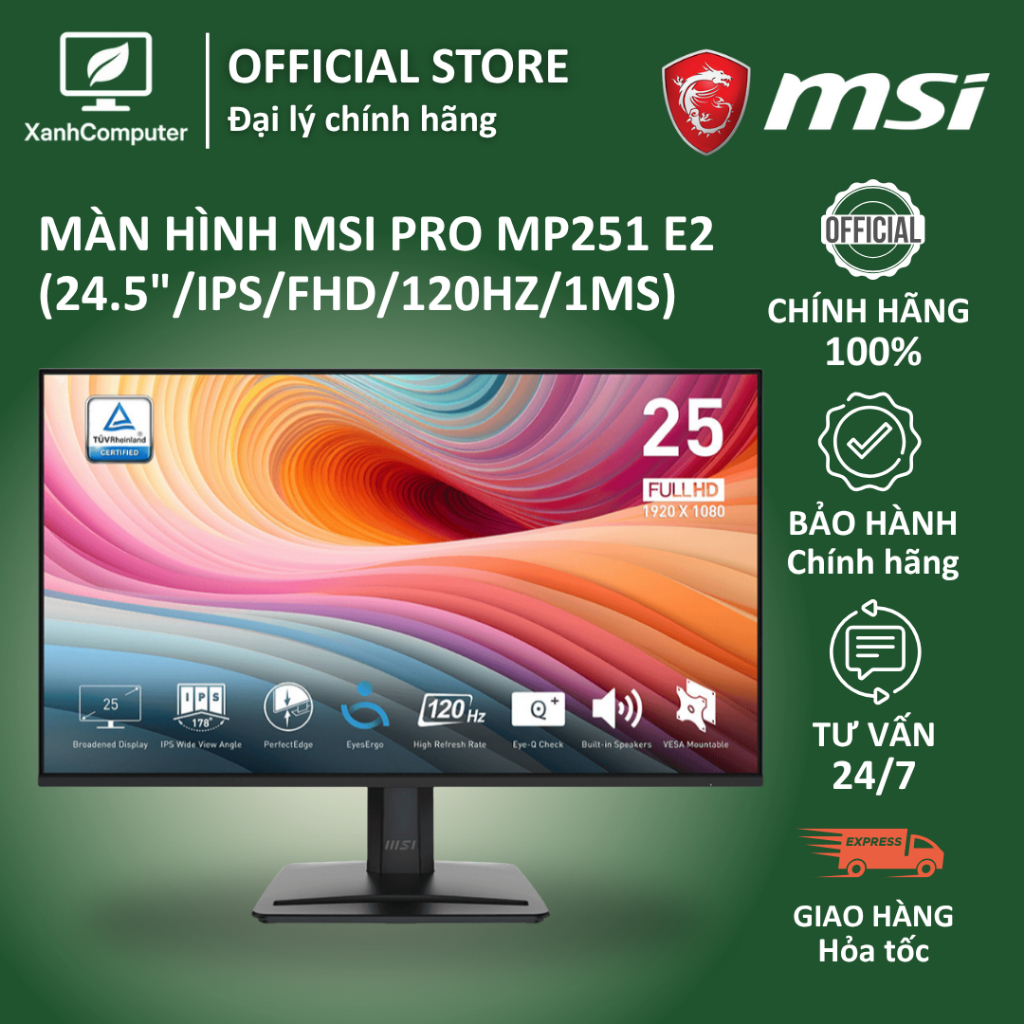 Màn hình MSI PRO MP251 E2 (24.5inch/IPS/FHD/120Hz/1ms) - Hàng chính hãng