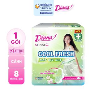 Băng Vệ Sinh Diana Sensi Cool Fresh Mát Dịu Siêu Mỏng Cánh 8 miếng