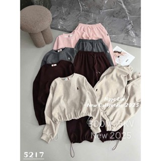  Set Bộ Đồ Nữ Len Tăm Lông Thỏ Áo Dài Tay Thêu NGựa Dây RÚt Gấu Áo Mix Quần Suông Dài Ống Rộng Dây RÚt 