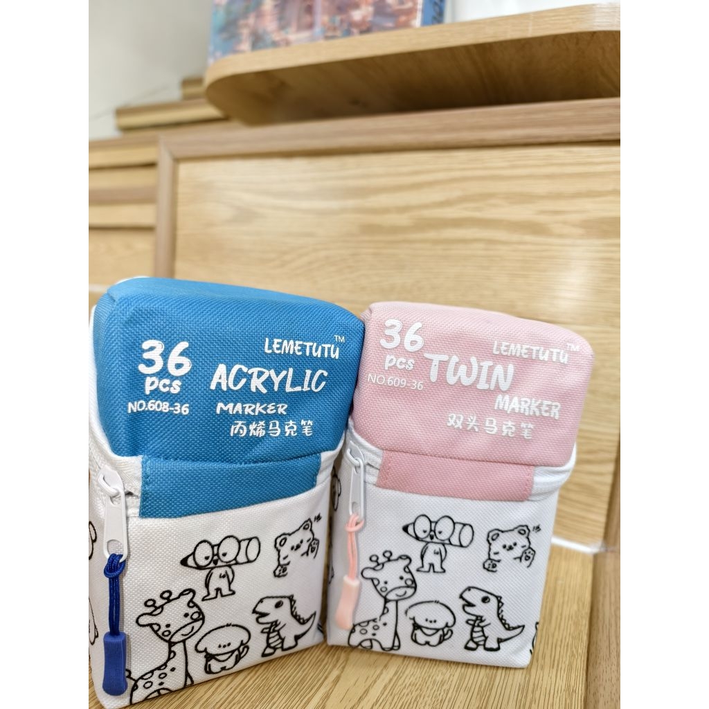 ​🖍️ Bộ Bút Marker Lemetutu - 36 Cây (Twin Marker & Acrylic Marker)