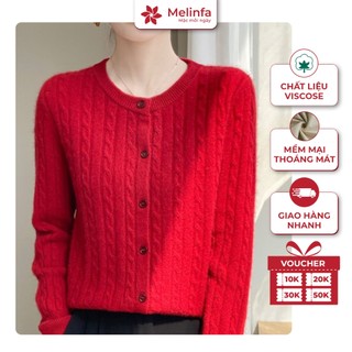  Áo khoác len nữ cổ tròn dài tay áo len cardigan cao cấp mềm mịn ấm áp không xù MELINFA VAA0621 