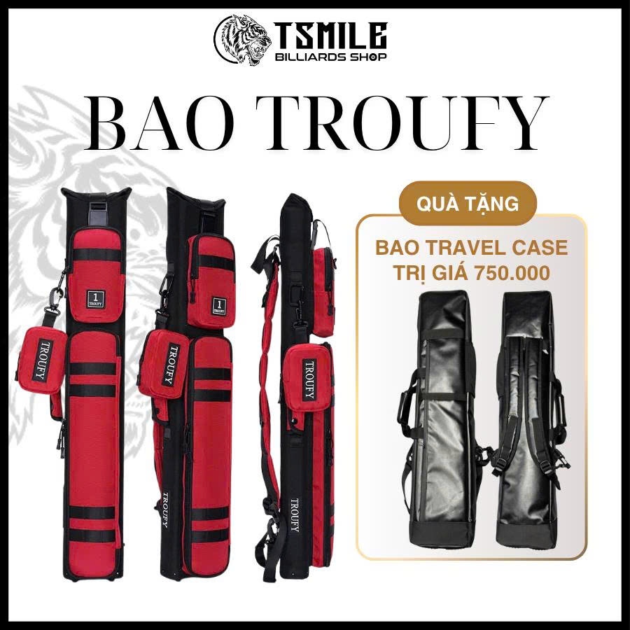 Bao Đựng Cơ Bida Troufy - Màu Đỏ, Size 3x5