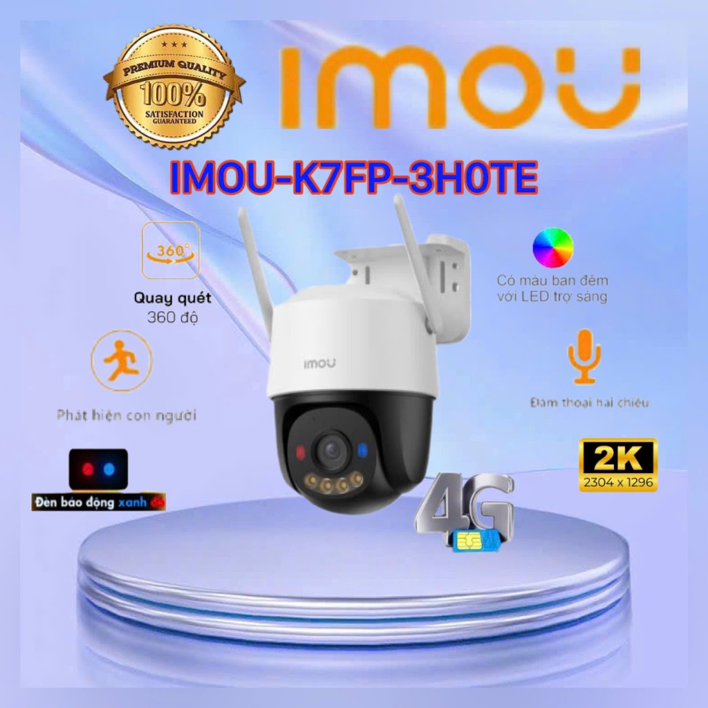 Camera PT Full Color IMOU Cruiser SC 4G 3MP (IPC-K7FP-3H0TE) - KHÔNG KẾT NỐI WIFI - CHƯA BAO GỒM SIM