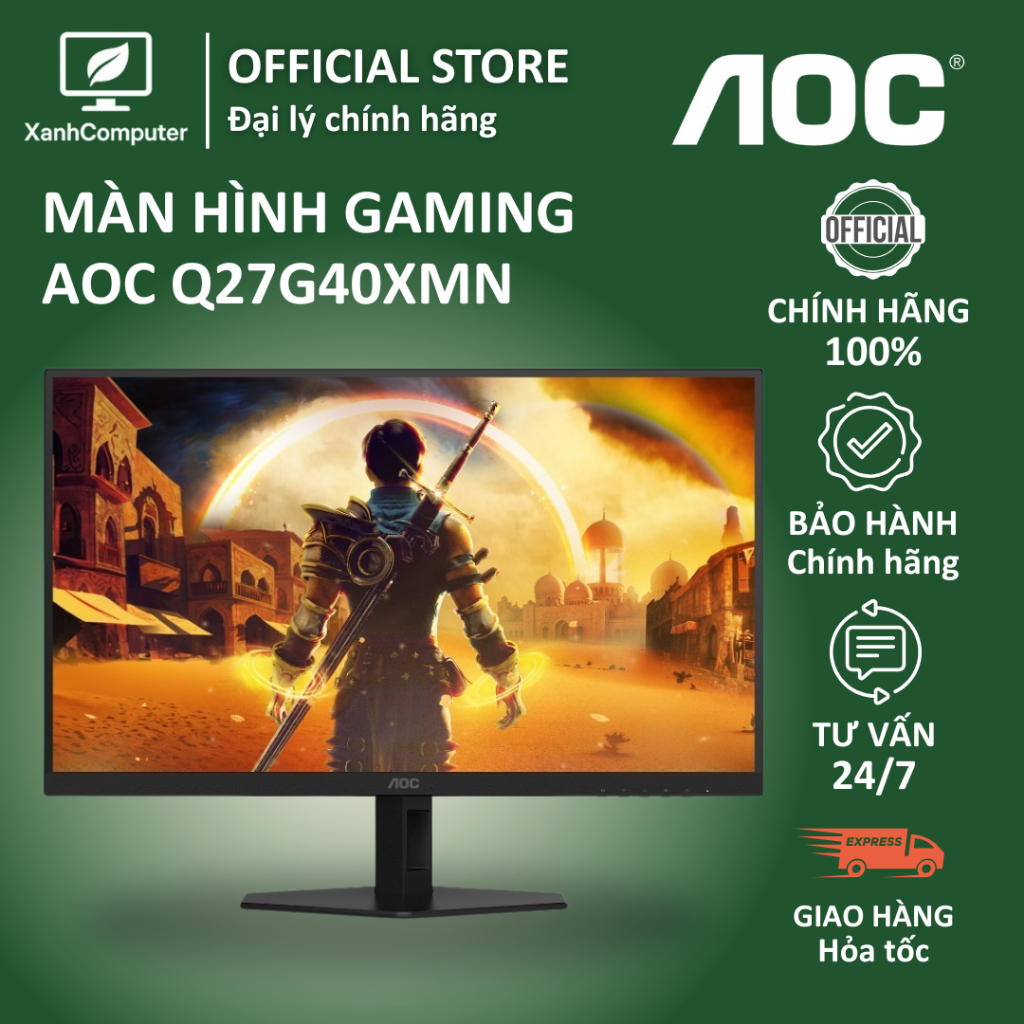 Màn hình gaming AOC Q27G40XMN (27 inch/Fast VA Mini LED/QHD/180Hz/1ms) - Hàng chính hãng