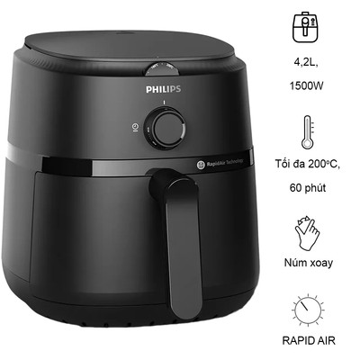 Nồi chiên không dầu Philips NA120/00 series 1000 4,2 lít- Hàng Chính Hãng bảo hành 24 tháng