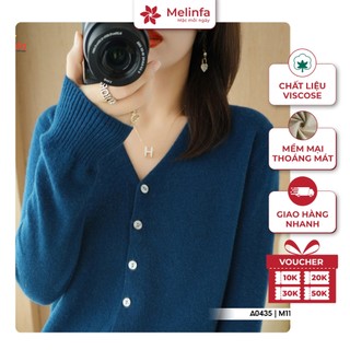  Áo len cardigan nữ áo len cổ tim dài tay chất len dệt kim mềm mịn co giãn MELINFA VAA0435 