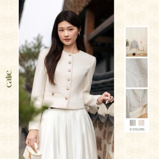  Áo khoác dạ cổ tròn túi cơi chất liệu dạ ép lông cừu cao cấp nhẹ ấm sang trọng thời trang thiết kế Calie AK164 