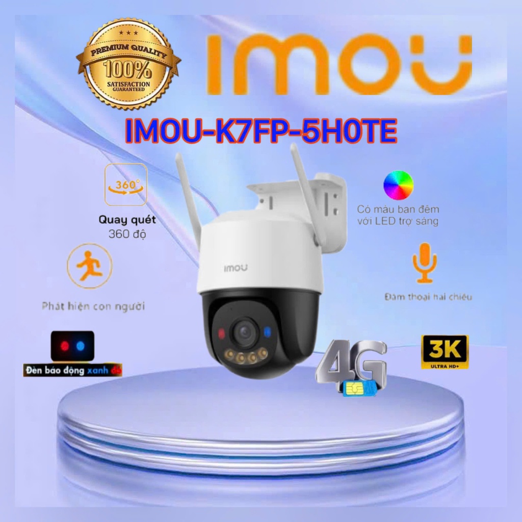 Camera PT Full Color IMOU Cruiser SC 4G 5MP IPC-K7FP-5H0TE - KHÔNG KẾT NỐI WIFI- CHƯA BAO GỒM SIM
