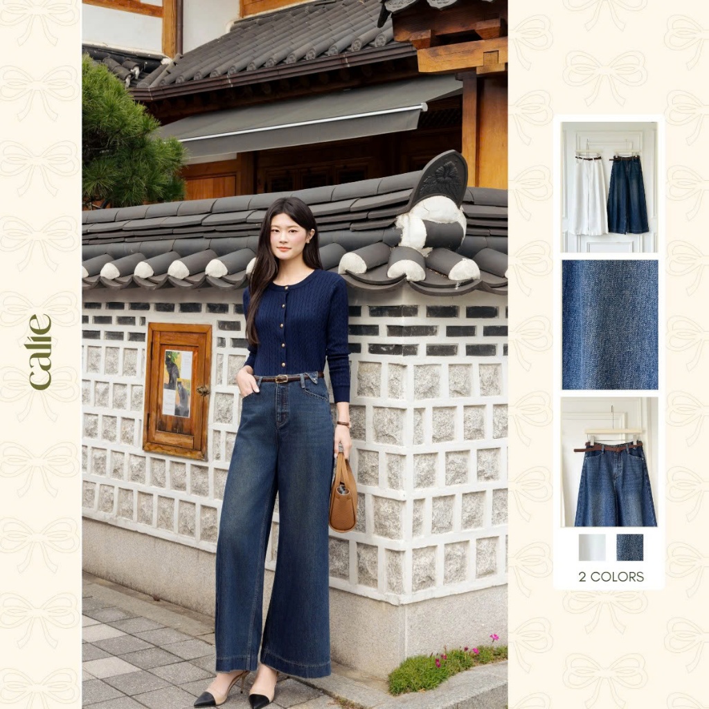 (Harmony) Quần jean ống rộng, form thiết kế mới trẻ trung thời trang thiết kế Calie Qj026 | BigBuy360 - bigbuy360.vn