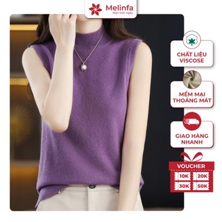  Áo len ba lỗ nữ áo len cổ cao chất dệt kim mềm mại ấm áp thoáng khí MELINFA VAA0620 