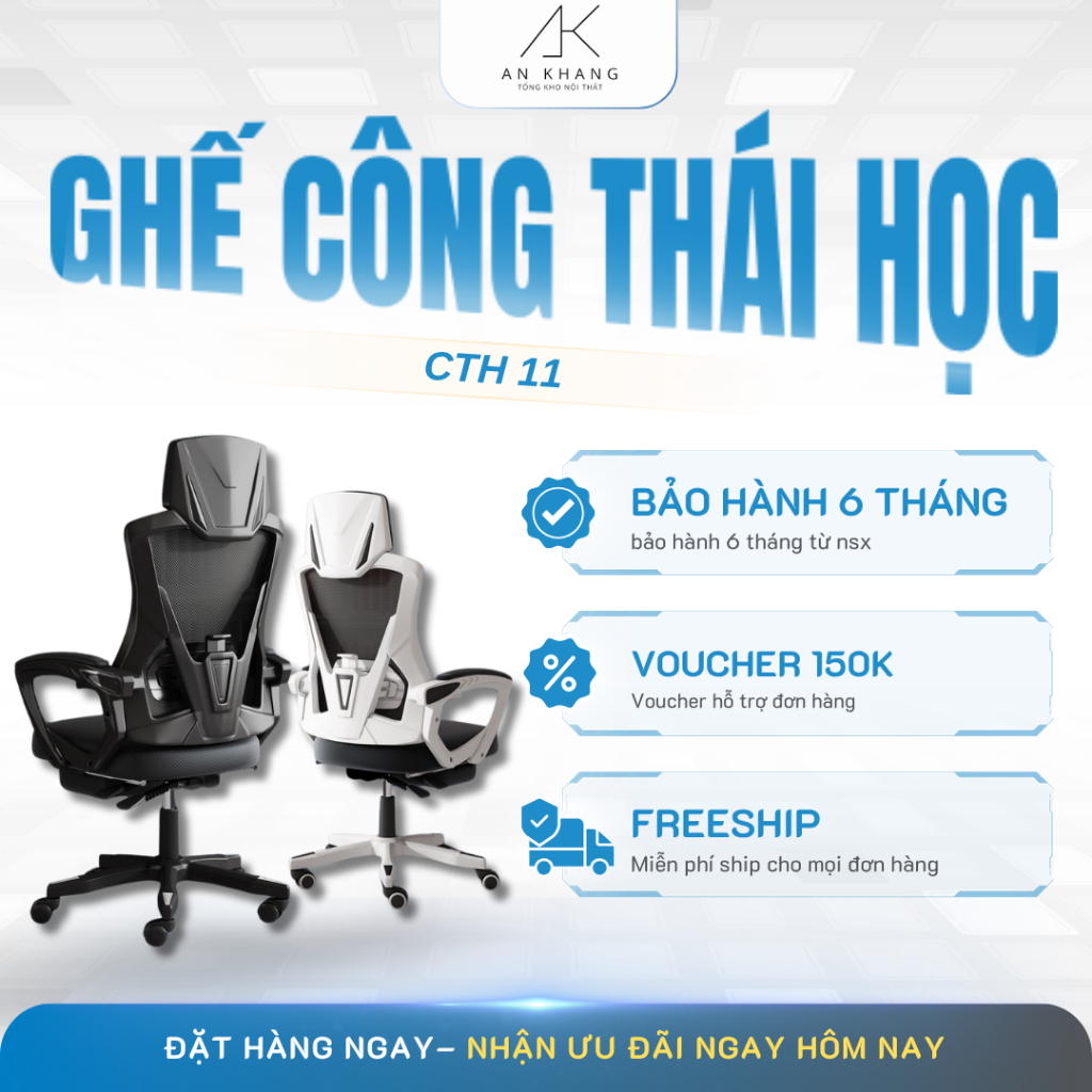 Ghế Gaming CTH-11 Công Thái Học Ngả Lưng Gác Chân - Ghế Xoay Văn Phòng Ergonomic