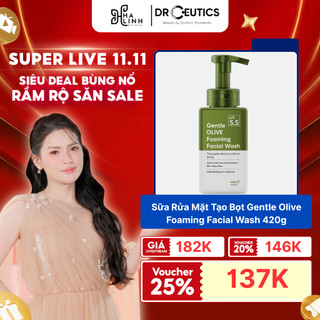   Võ Hà Linh x DrCeutics  Sữa Rửa Mặt Tạo Bọt Gentle Olive Foaming Facial Wash 420g 