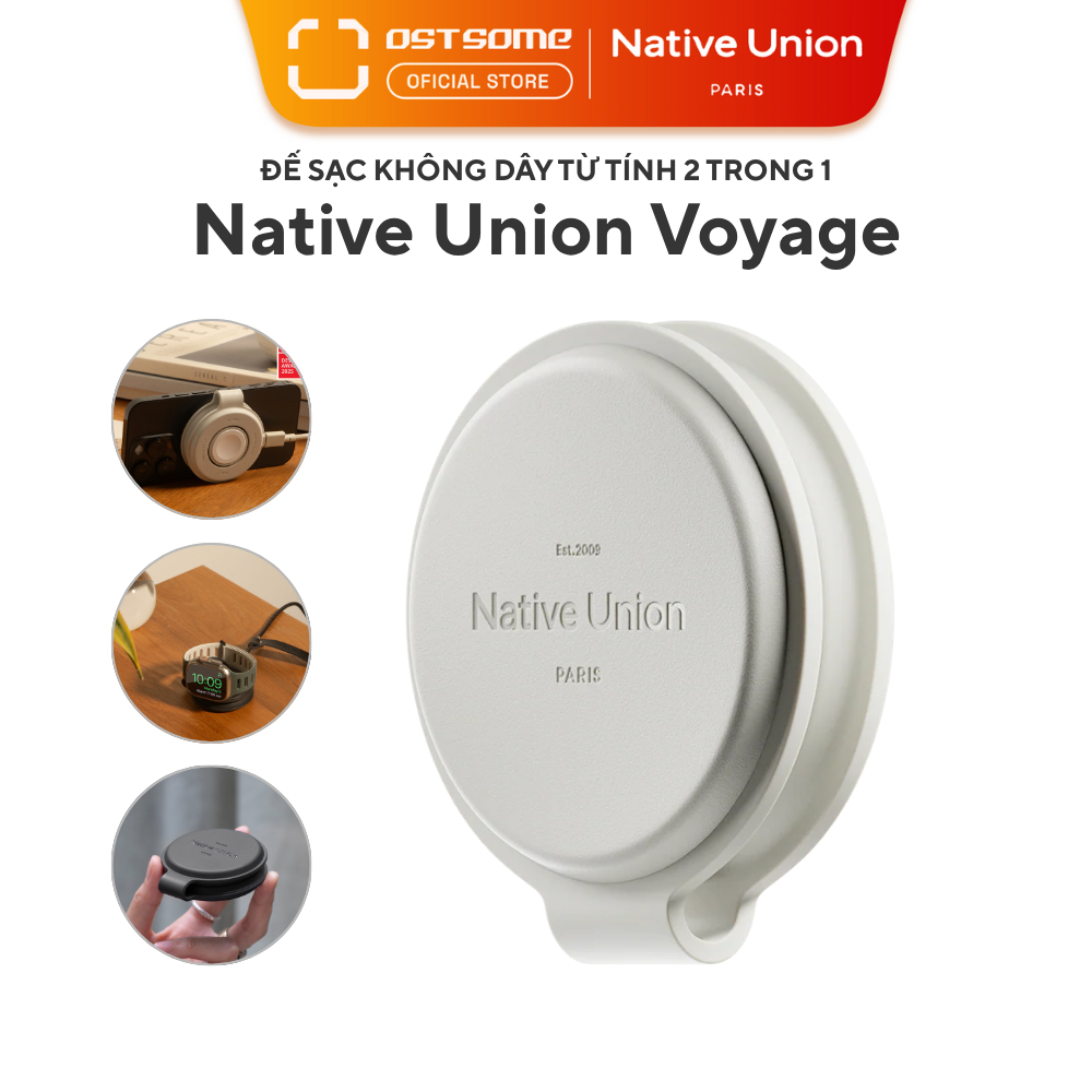 Đế sạc không dây từ tính 2 trong 1 Native Union Voyage – sạc iP & AP tiện lợi_Bảo Hành Chính Hãng 12