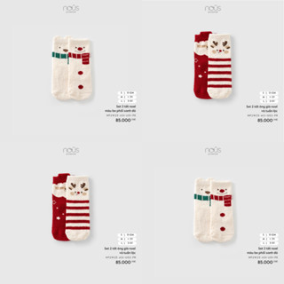  Set 2 Đôi Tất Trẻ Em Nous Noel – Họa Tiết Giáng Sinh Dễ Thương Chất Mềm Mịn Ấm Áp 