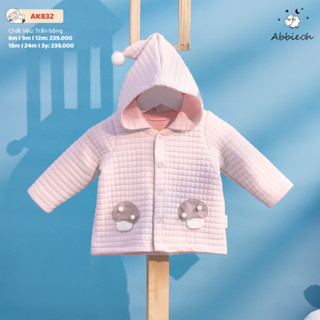  Áo khoác bé gái có mũ ABBIEOH trần bông cotton giữ ấm mùa đông hình cây nấm 0 - 3 Tuổi AK832 