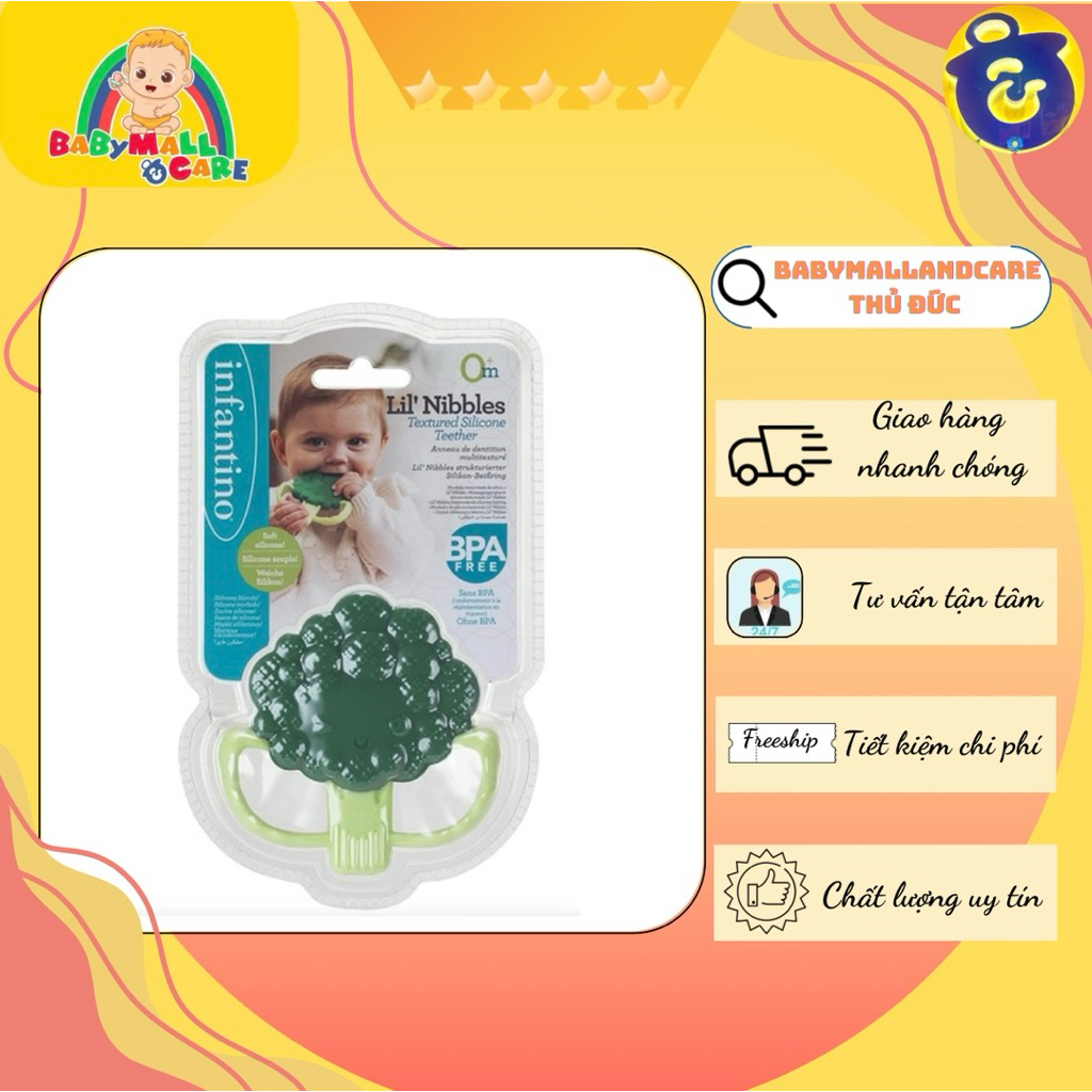 GẶM NƯỚU HÌNH INFANTINO BÔNG CẢI XANH - LIL' NIBBLES TEXTURED SILICONE TEETHERTM 0m+