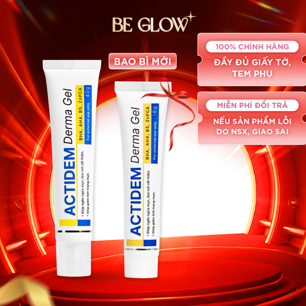 Live Stream Gel giảm mụn, dưỡng ẩm da ACTIDEM Derma Gel /Extra18gr - Be Glow Beauty