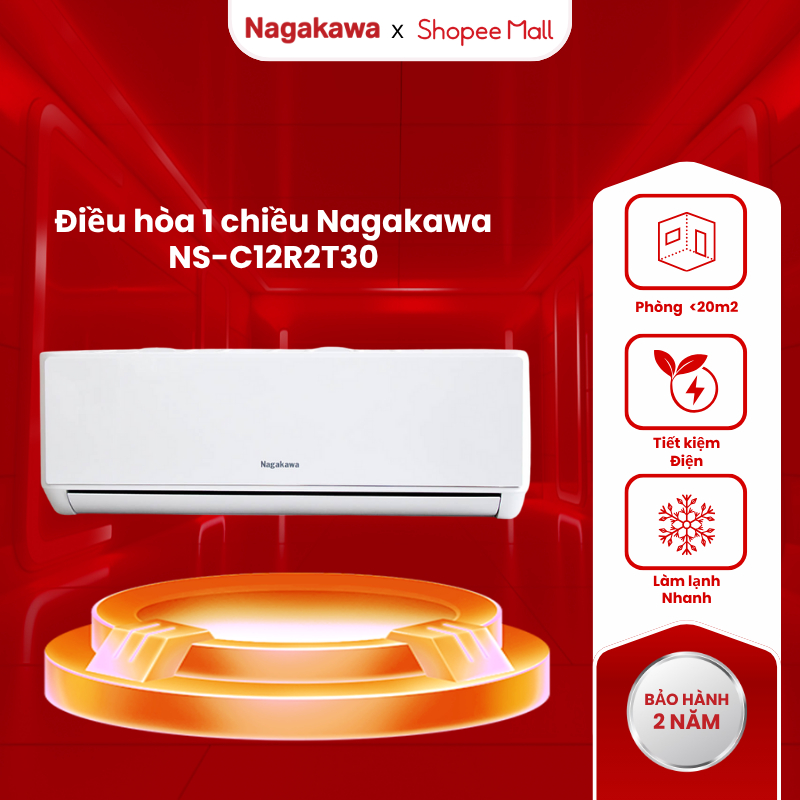 Máy lạnh Nagakawa 1.5 HP NS-C12R2T30 - Điều hòa 1 chiều, làm lạnh nhanh, tiết kiệm điện