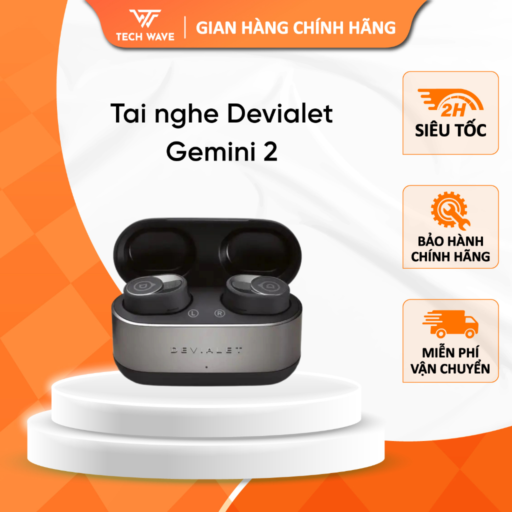 Tai nghe Bluetooth Devialet Gemini 2 Chính Hãng – Pin 22 Giờ, Cảm Ứng Thông Minh, Hộp Sạc Không Dây,