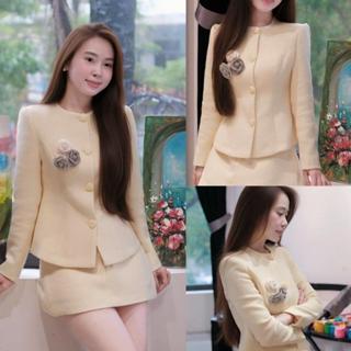  Set dạ A08   áo và chân váy  áo dạ dài tay phối chân A 